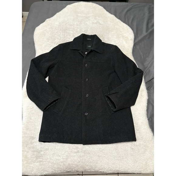 J.‎ Crew University Wool Coat Jacket in Charcoal Black Stadium Cloth Mens Medium - Picture 1 of 10